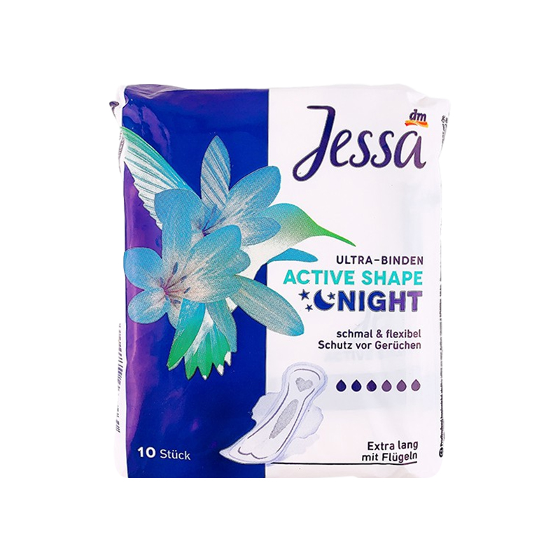 【DM】Jessa 超薄6滴水夜用棉柔护翼卫生巾 夜用加长型 318mm*10片