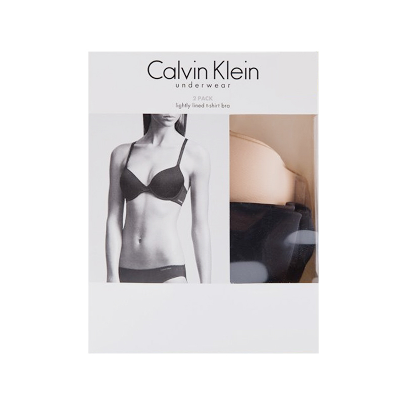 【Costco日本】Calvin Klein卡尔文克莱恩 女士文胸 2件装 美国码 黑色/裸色 34D (中国尺码 75D)
