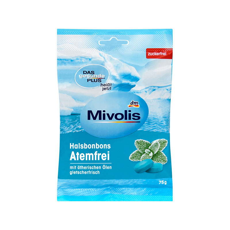 【DM】Mivolis（原DAS gesunde PLUS) 薄荷味无糖润喉糖 75g