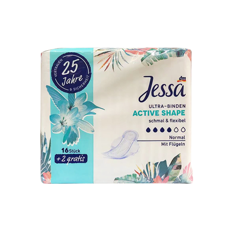 【DM】Jessa 超薄4滴水日用棉柔护翼卫生巾 240mm*（16片+2片）